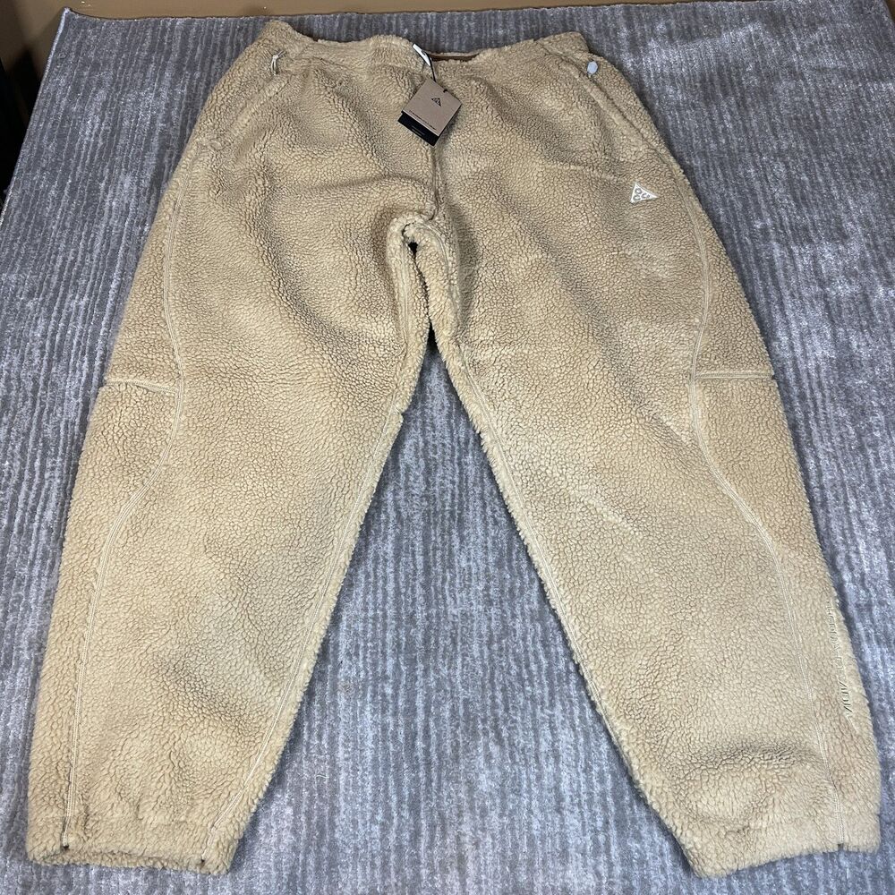 Nike ACG Canwell Glacier Therma-FIT Pants Mens XL Beige Fleece Sherpa Loose Fit